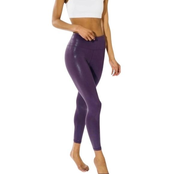 ZYIA Pants - Zyia Plum Metallic Light N Tight Hi-Rise Legging